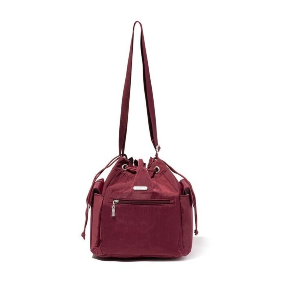 Bagallini Drawstring Crossbody Bag Dark Cherry NWT